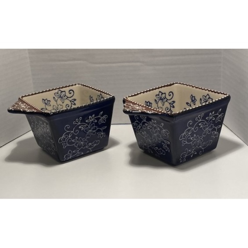 Temp-tations Old World Blue Floral Square Baking Dishes Set of 2 Ovenware